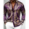 Camicia da uomo con stampa barocca a maniche lunghe con design retrò alla moda 10 colori Top casual da esterno da uomo