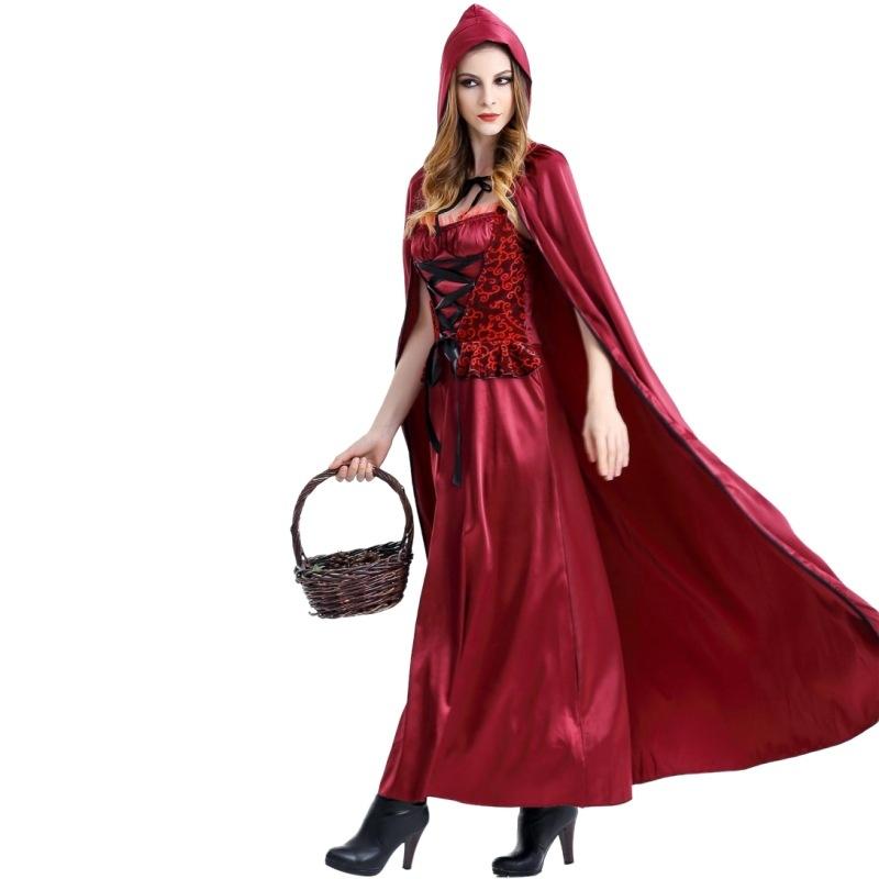 L Anime Cosplay Halloween Little Red Riding Hood Costume fairy Tale Princess Dress Cape Carnival Women Party Dress Maid Costume