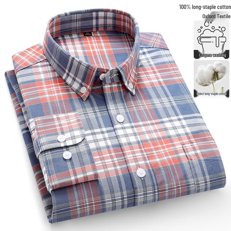 

Men s Pure Cotton Long-Sleeve Oxford Shirt - Youth Casual, Plus Size Available 47