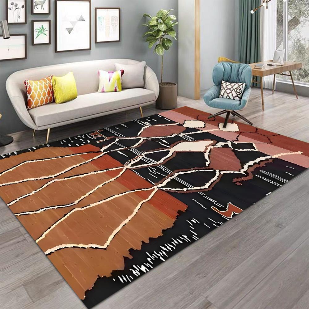 Moroccan Style Area Rug for Home Living Room Carpet Bedroom Rugs Kitchen Floor Mat Non-slip Flannel Rug Machine Washable Doormat