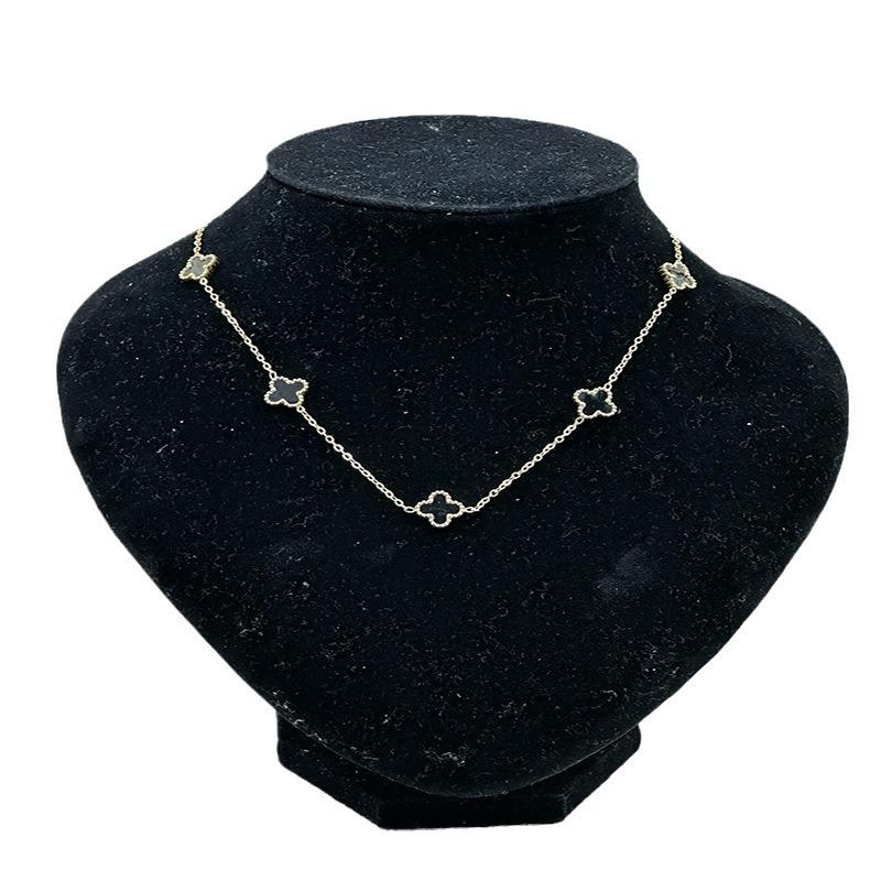 Neue 13mm Vierblattklee Fünf-Blüten-Halskette Verblasst Nicht Hohe Version 11mm Titanstahl Schlüsselbeinkette Schmuck