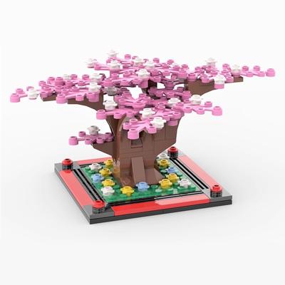 Cherry Tree Building Blocks Cherry Blossom Plant City Street View Bricks DIY Model Ornament Toy Children Gift