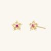 LUNNE 14k Ruby Gold Flower Earrings (14k Gold) #B04