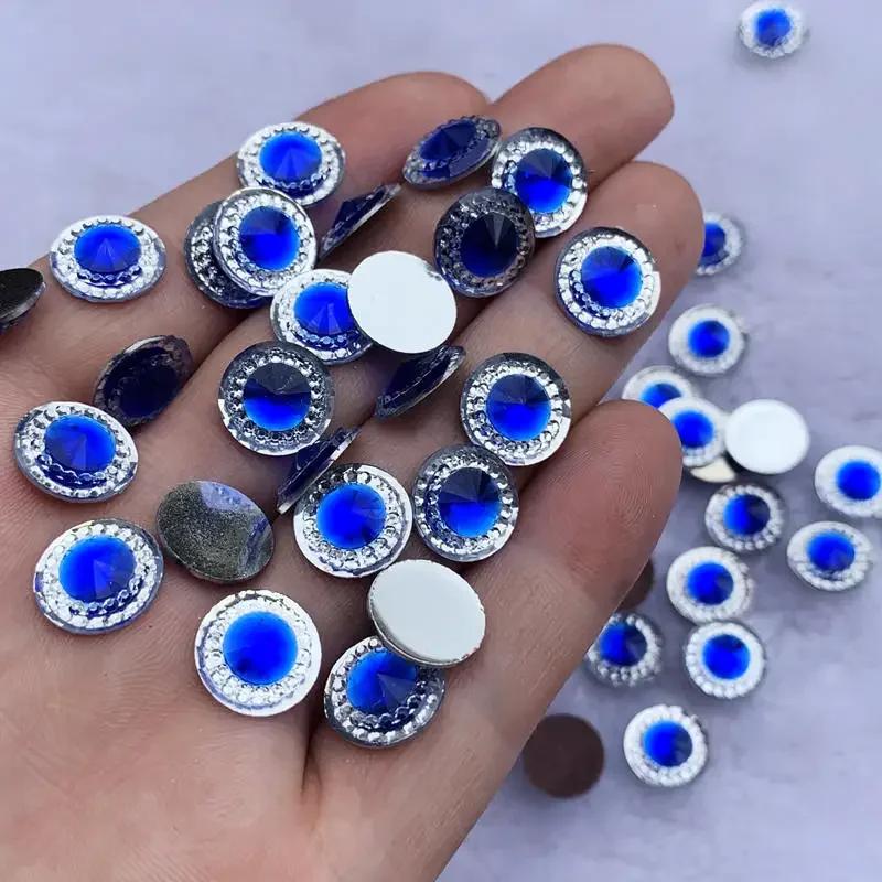 80 Stück 12mm Kristall Strass zweifarbig Strasssteine DIY Kreisförmige flache Rückseite Harz Handwerk für Hochzeitsdekoration -A67