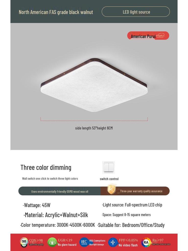 Retro Walnut Zen Ceiling Light with Song Dynasty Silk Aesthetics
