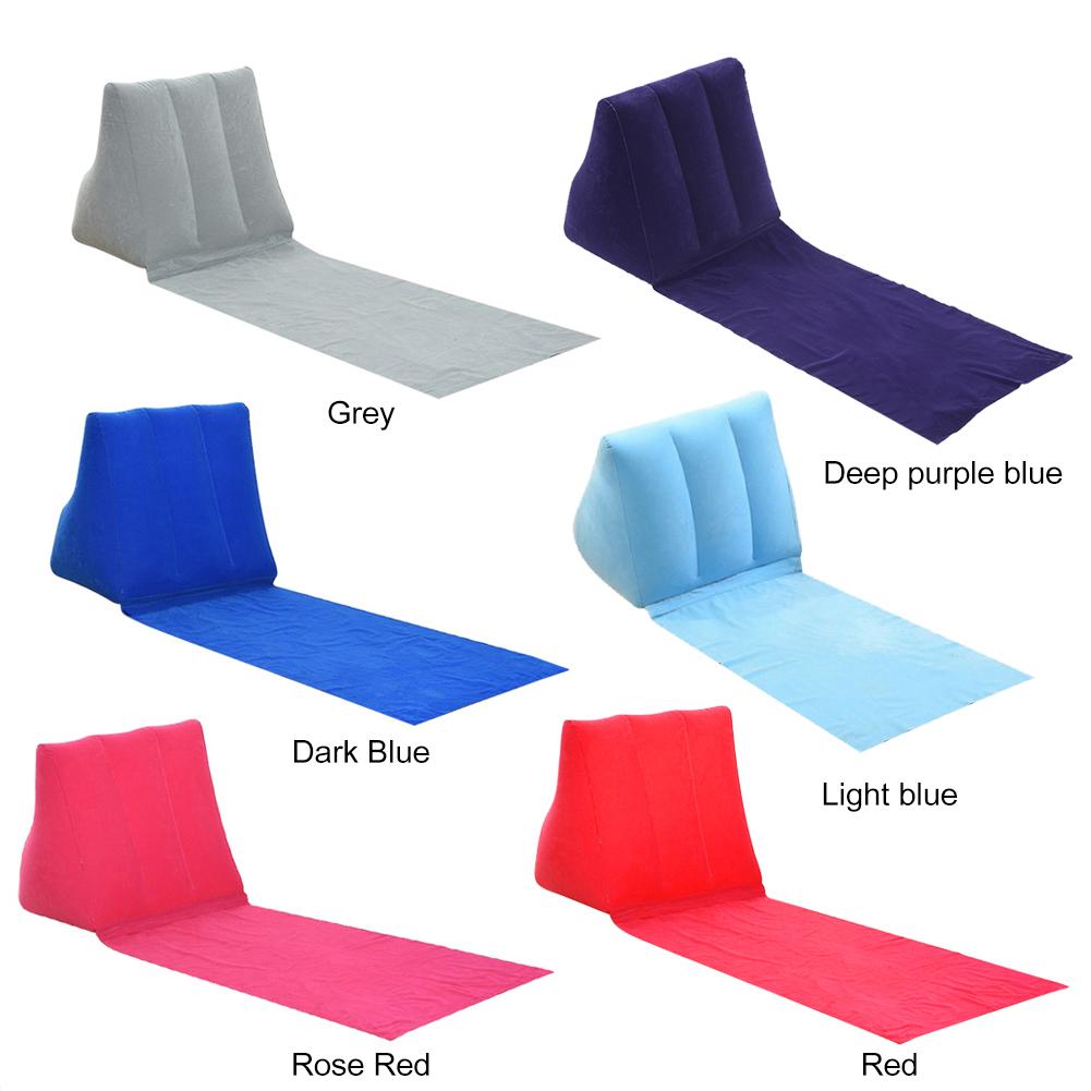 Lightweight PVC Inflatable Beach Mat Camping Lounger Chair Back Pillow Triangle Cushion Sunbath Sleeping Cushion