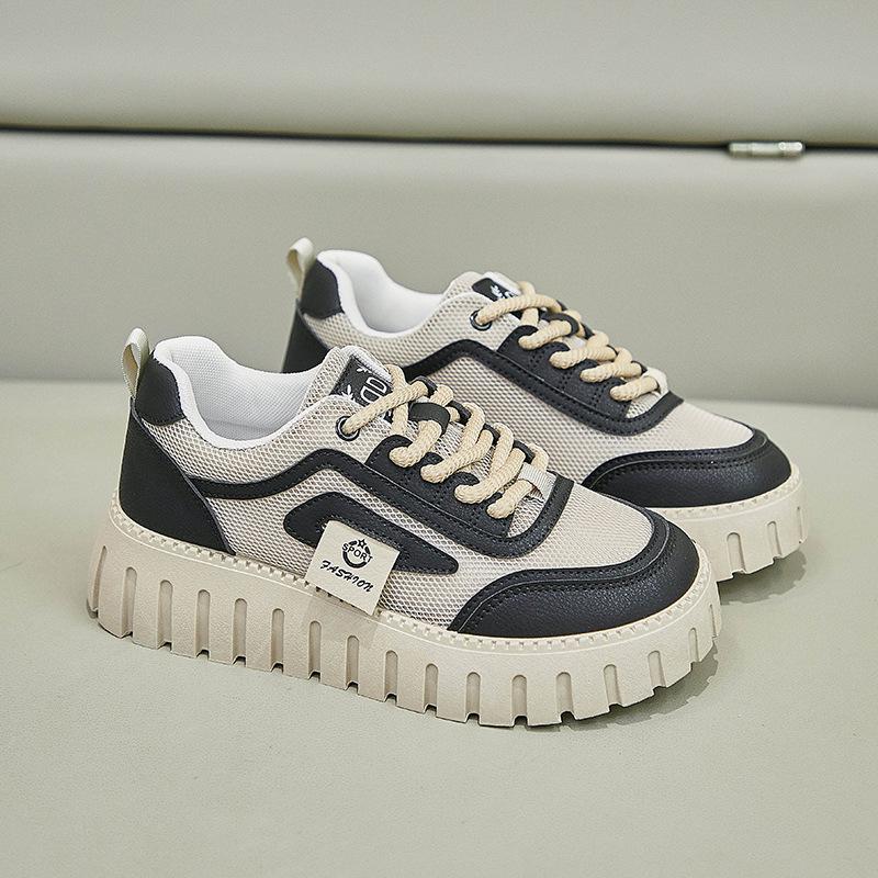 New Summer White Shoes for Female Students' Height-enhancing Breathable Sports Shoes Trendy Casual Shoes