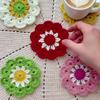 Suport de pahar din croșetat manual în formă de floare, rezistent la căldură, pentru căni și pahare, moale, antiderapant, absorbant, protecție pentru masă, decor drăguț pentru bucătărie/birou