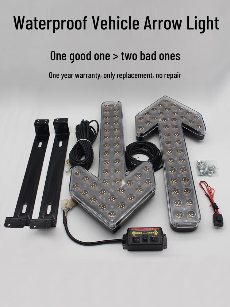 Vehicle-Mounted LED Directional Alert Lights for Sprinkler Trucks and Sweepers 60CM Clear Shell 12V (Single Arrow)