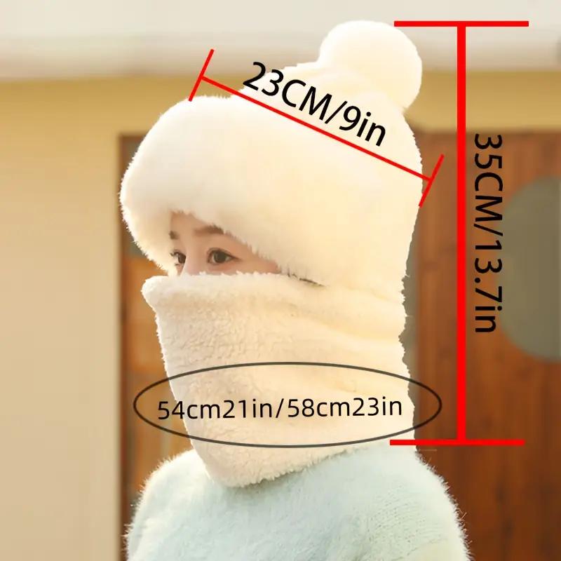 Women's Plush Fleece Winter Hat Balaclava Neck Gaiter - Stretchy Lightweight Thermal Face Mask & Ear Warmer, Outdoor Sports, Christmas Winter Hat