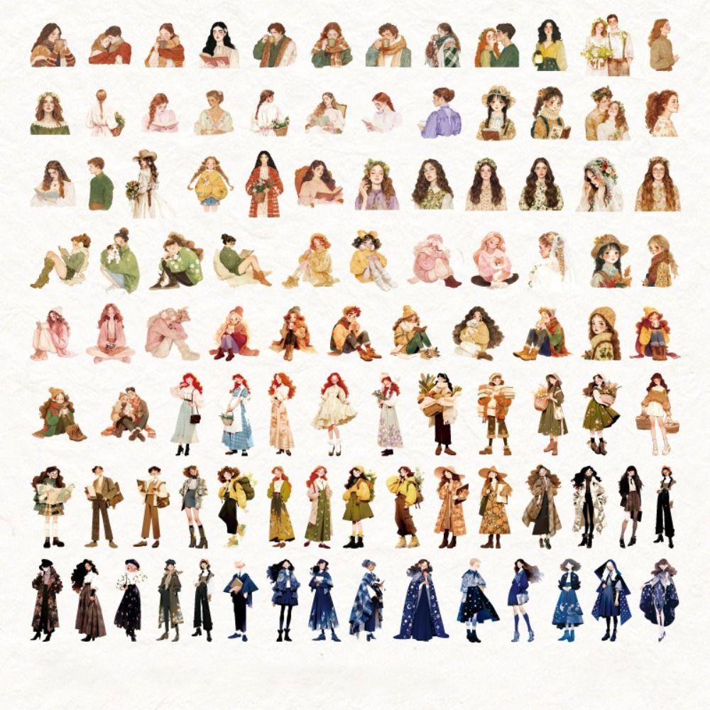 100 ks Ručně vyráběné Materiálové Samolepky Retro Scrapbook Nový Ruční Deník