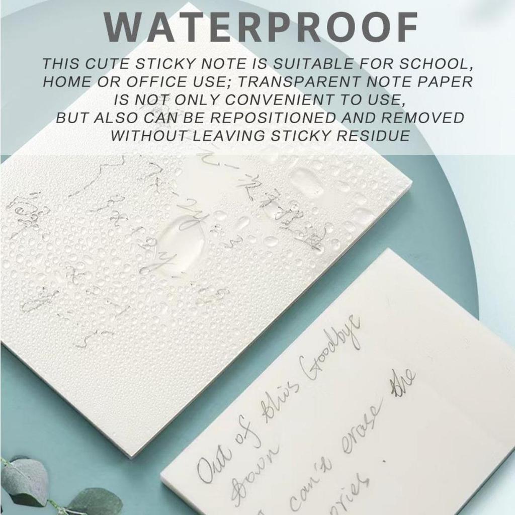 50sheets Transparent Sticky Note Pads Stickers Paper Clear Notepad Posits Waterproof Memo Pad