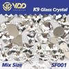VDD K9 Glas Kristall Strasssteine: Gemischte Formen & Größen, Handgenäht, Hochwertige DIY-Kleidungsdekorationen, Knöpfe mit flacher Rückseite.