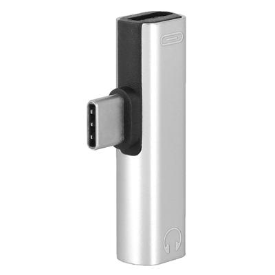 2 In 1 Type C To 3.5mm Jack Headphone USB Charging Converter Multi Function Transverter Silver
