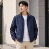 Men's Casual Stand-up Collar Jacket - Spring/Autumn, Solid Color, Trendy Dad Style, Plus Size Available