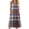 Damenmode lässiges ärmelloses Knopfdress mit Karomuster und Tasche
