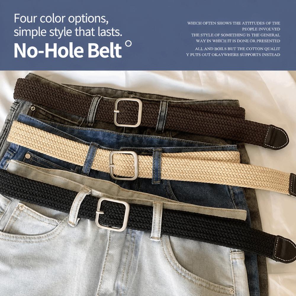Braideds Woven Stretch Belt Plain Color Elastic Belt Fashion Canvas Belt Men Women