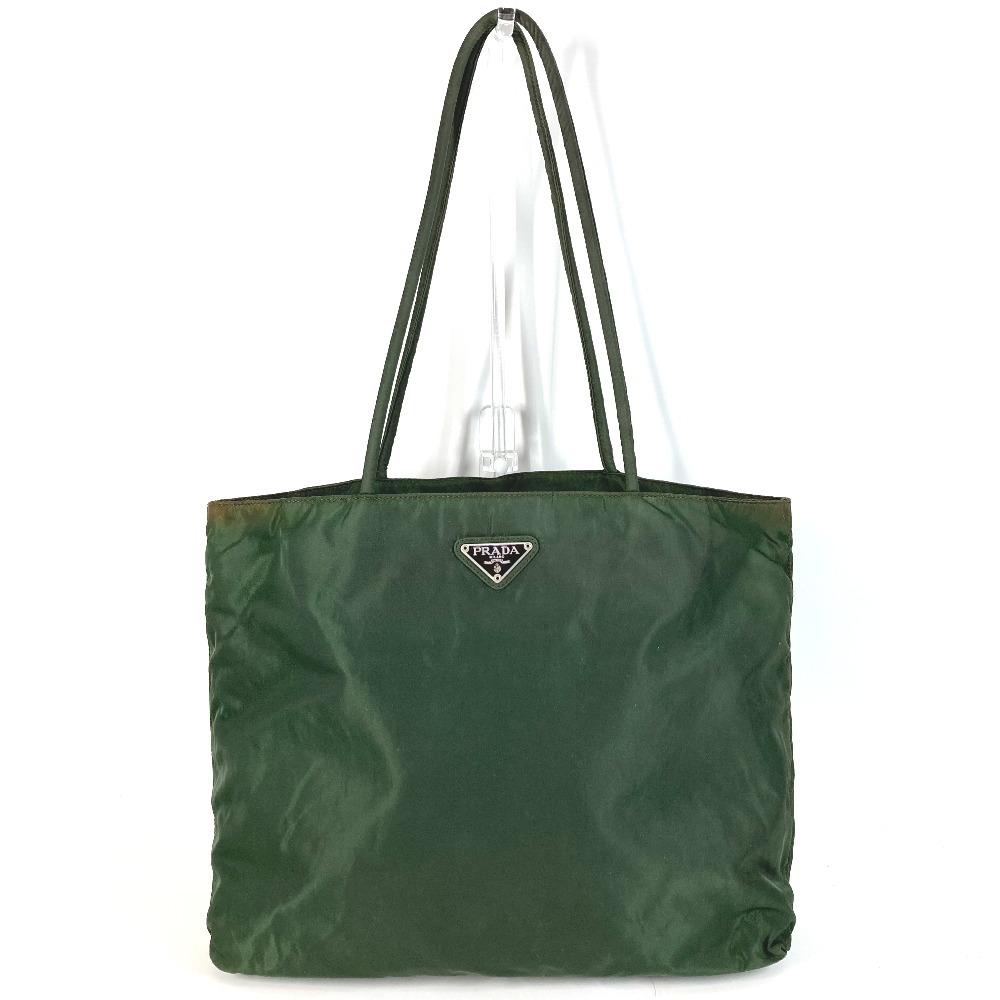 Prada צלחת לוגו משולשת תיק תיק טוט תיק כתף ניילון חאקי