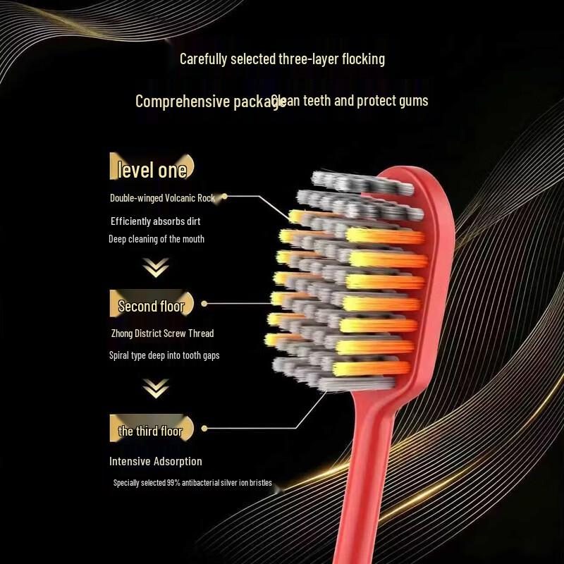 Jingdong Pro Vulkanasche Zahnbürste (4 Packung)