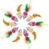Nirvana 10 Pcs Furry Mouse Pet Toy Cat Toy Mouse Catcher Cat Toy with Feather (Random Color)