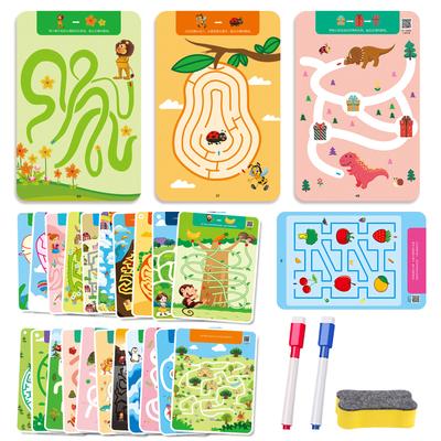 15/32 Blatt Wiederverwendbare Labyrinthkarten für Kinder 3 Anfängerlevel Kinderaktivität Beschäftigt Erstaunliche Labyrinthe Bücher mit Stiften Kinder Puzzles Fein