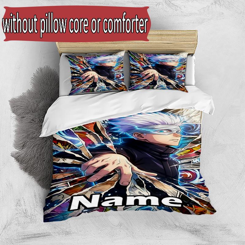 Set copripiumino 3 pezzi (1*Copripiumino + 2*Federe, Senza Nucleo), Set Biancheria da Letto Personalizzato con Nome e Motivo Jujutsu Kaisen, Regalo Decorazione Camera da Letto