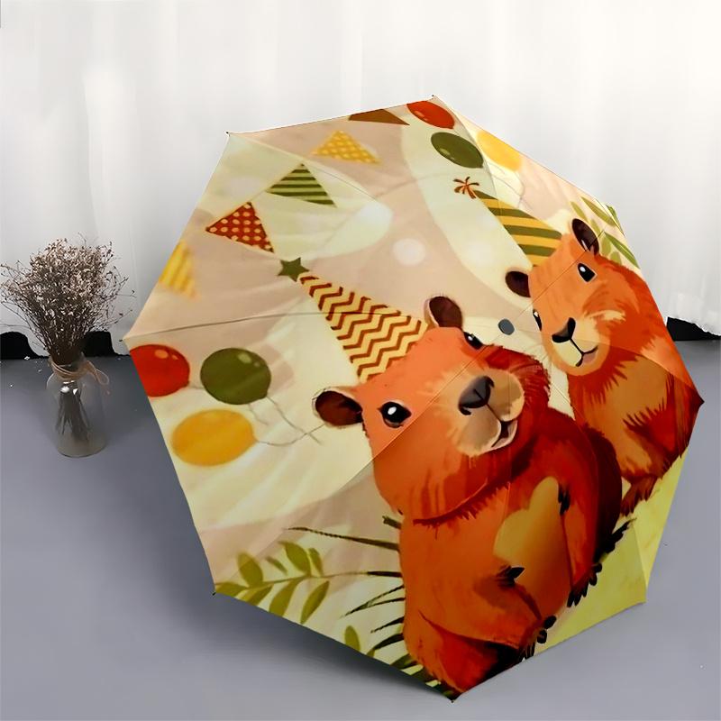 Capybara Themed Travel Umbrella-8 Ribs Automatic Opening and Closing, Portable Folding Design, Compact and Stylish Umbrella Suitable for Out