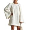 Women's Long Sleeve Neck Casual Color Dress for Everyday Wear