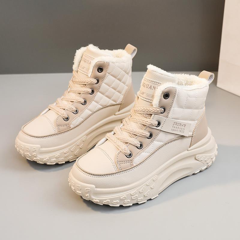 

[Customized] K6705 new high-top women s shoes 2025 winter warm cotton casual ins Korean version of the trend of board shoes 40