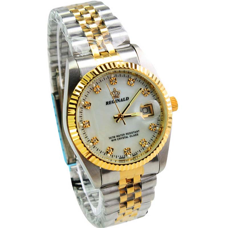 HK Brand REGINALD Hight Quality Watch quartz Single Calendar Men's Full Stainless Steel Watch Gift Luxury Dress Wristwatches