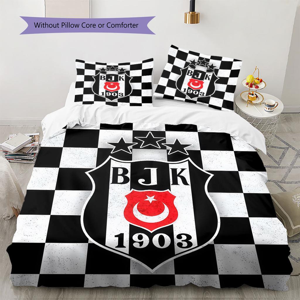 Besiktas Turnverein Muster Bettwäsche, Steppbett Set Bettbezug Kissenbezug Zuhause Geburtstagsgeschenk(1 Bettbezug + 2 Kissenbezüge, ohne Füllung)