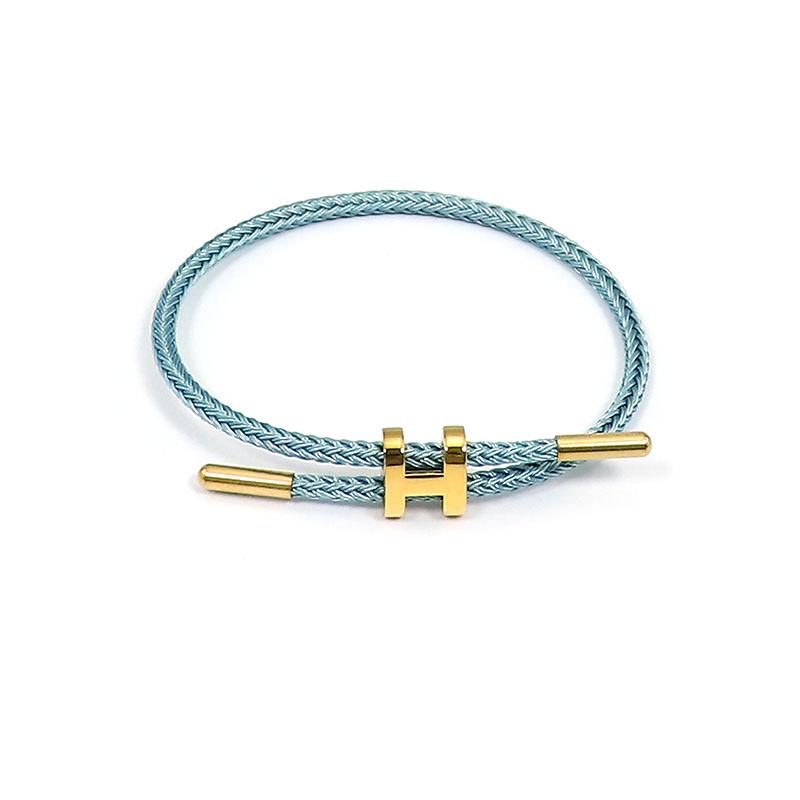 Titanová ocel 3D I-spona Vodotěsný náramek Náramek Nerezová ocel Zlatá barva Rok narození Pletené ocelové lanko Kožená šňůrka Červená šňůrka