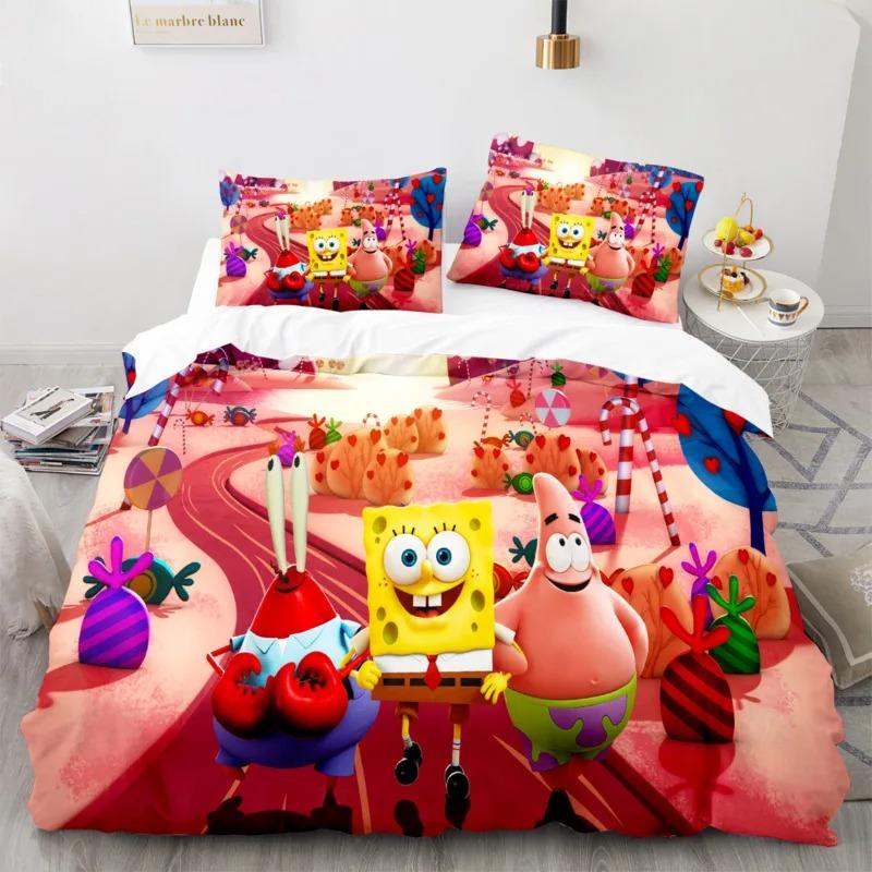 

Мультяшный Аниме Постельный Комплект Спанч Боб 3D Принт Патрик Сквидвард Одеяло Пододеяльник Наволочка Комплект Постельного Белья Полный Квинсайз Кингсайз 150x200cm 3pcs