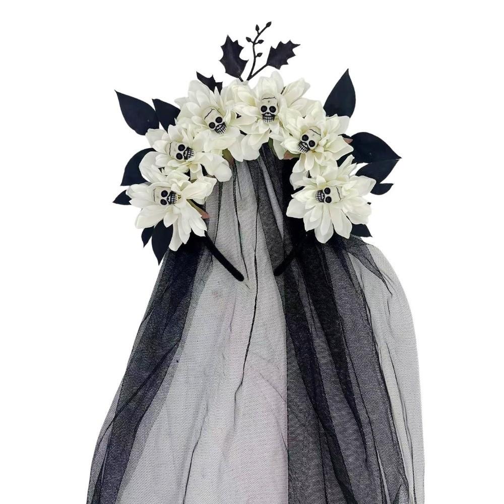 Dark Bride Bride Veil Headband Black Tulle Gothic Headpiece Cosplay Headband Halloween Party