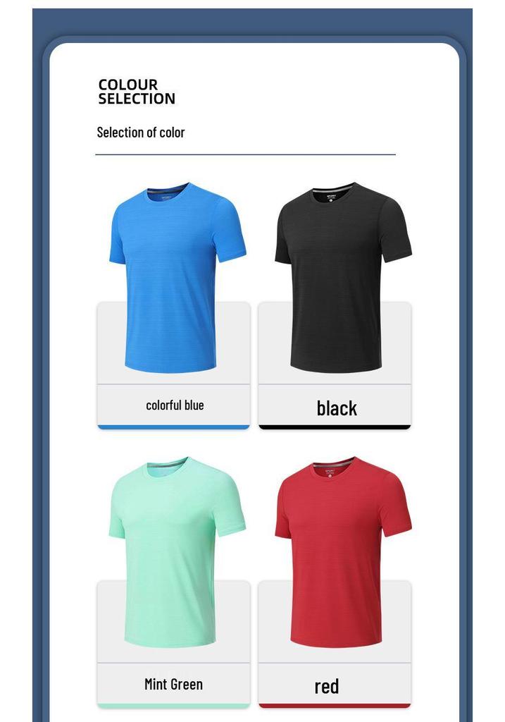 Men's Quick-Dry Short Sleeve Round Neck Sports T-Shirt: Breathable, Elastic, Plus Size Top for Running & Fitness