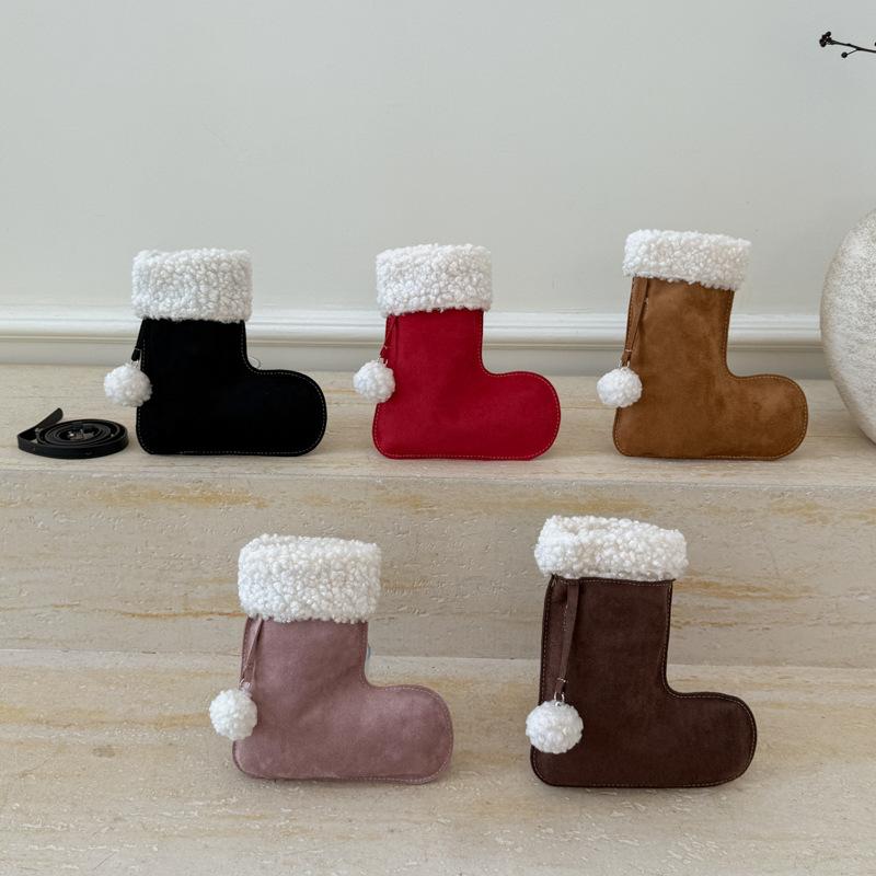 Simple Korean Style Suede Crossbody Bag LambWool Fluffy Lamb Fur Bag Purse Wallet Travel Plush Boot Bag Outdoor