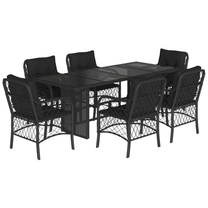 VidaXL 7-Piece Garden Dining Set with Cushions, Patio Table and Chairs, Patio Furniture, Outdoor Furniture, 3212056