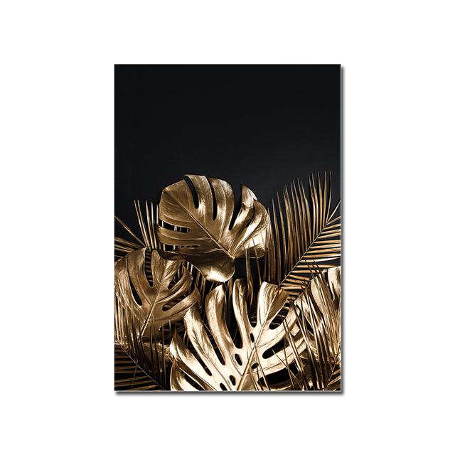 Metal Leaf Texture Poster Gold Monstra Citation Canvas Painting