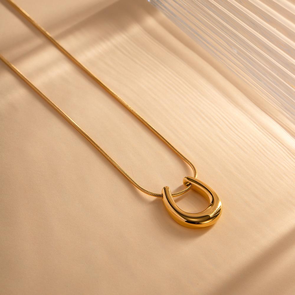 Titanium Steel Geometric U Necklace Women Light Luxury Niche Design Simple Clavicle Chain