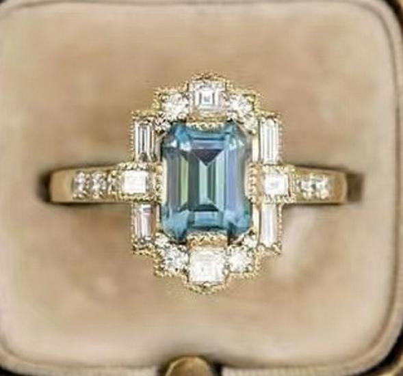 

Женское ретро кольцо San Jie с роскошным квадратным бриллиантом Size 9 озеро синий