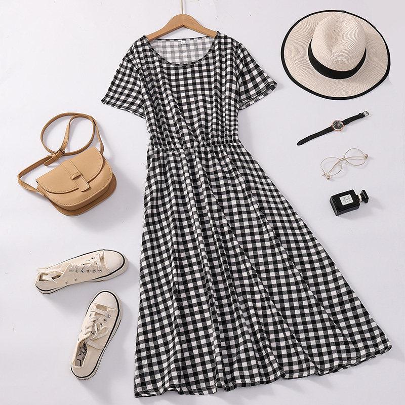 

Southeast Asian Elegant Mid-Length Short-Sleeve Dress for Middle-Aged and Elderly Mothers Medium