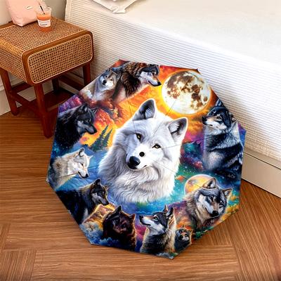 1 PC Automatic Folding Umbrella - Wolf Pack Moon Pattern, Portable & Foldable Design with 8 Ribs, Christmas Birthday Gifts
