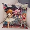 Colorful Fairy Tale World Elves Cushion Cover Decor Cute Cartoon Flower Girl Pillow Case for Sofa Home Polyester Pillowcase