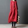 Women's Crew Neck Long Sleeve Midi Dresses Loose Fit Solid Color Casual Swing Dress Summer Dresses