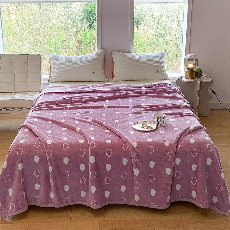 Thick Thow Blanket Geometic Style Reactive Printed Flannel Fleece Blanket for Beds Single/Queen/King Plush Plaids Sofa Plaid Bed