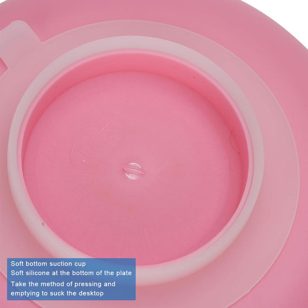 Elderly Care Spill Proof Plate with Suction Cup Base Disabled Non Slip Tableware Pink