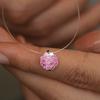 Invisible Fishing Line Mermaid's Tear Necklace, Womens Light Luxury Rose Pink Crystal Collarbone Chain.