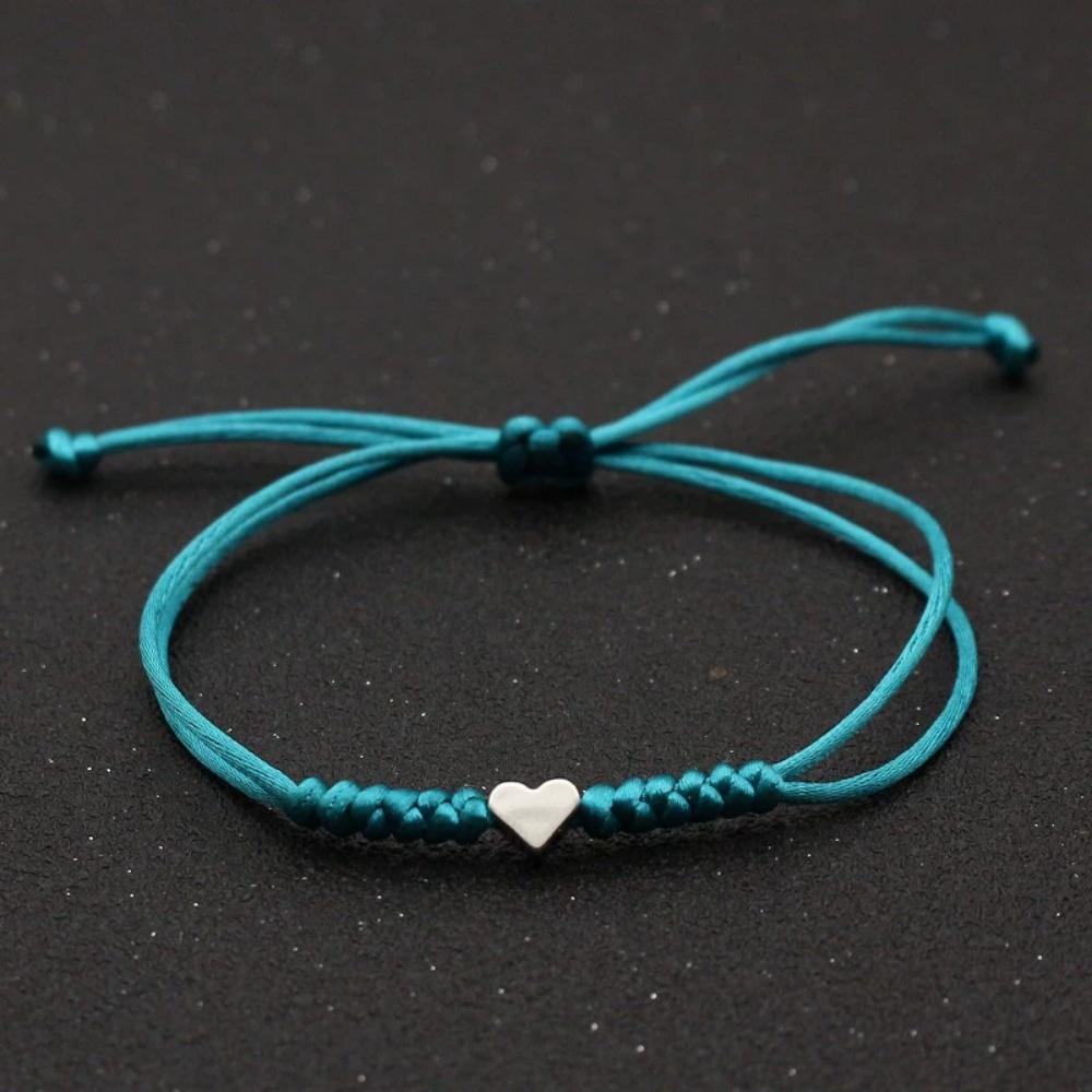 Hot Golden Silvery Heart Braided Rope Adjustable Bracelet Unisex Trendy Fashion Simple Versatile Couple Jewelry Gift Wholesale