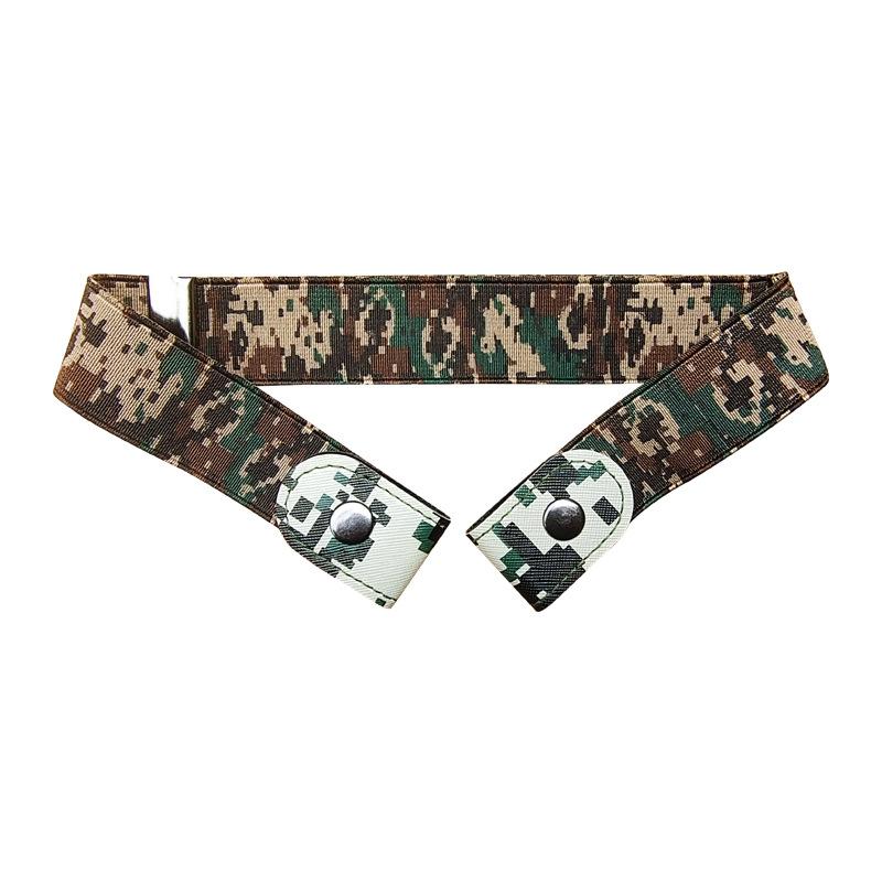 Military Training Elastic Camouflage Belt Trousers Belt for Men and Women Teenagers College Students Universal Belt Junior High School Students Canvas