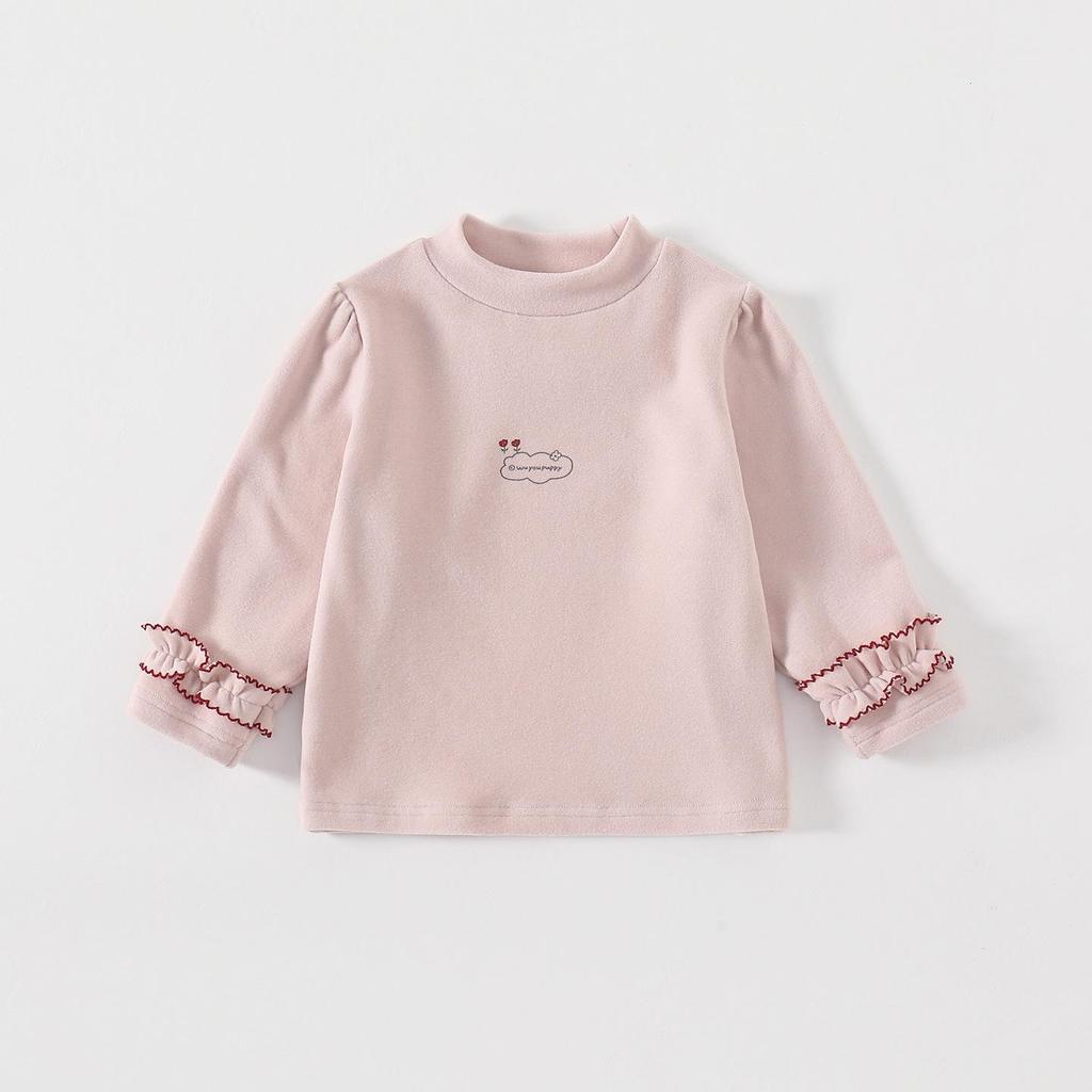 Korean Girls' Lightweight Feather Jacket & Long Sleeve Base Layer with Long Pants - Autumn/Winter Toddler Three-Piece Set